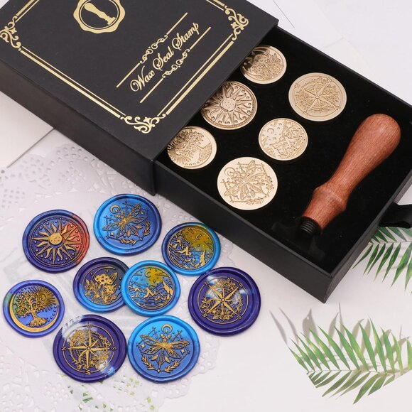 Galaxy Universe Wax Seal Stamp Set, Vintage 6 Pcs Sealing Wax Stamp Heads and 1 - Picture 4 of 6